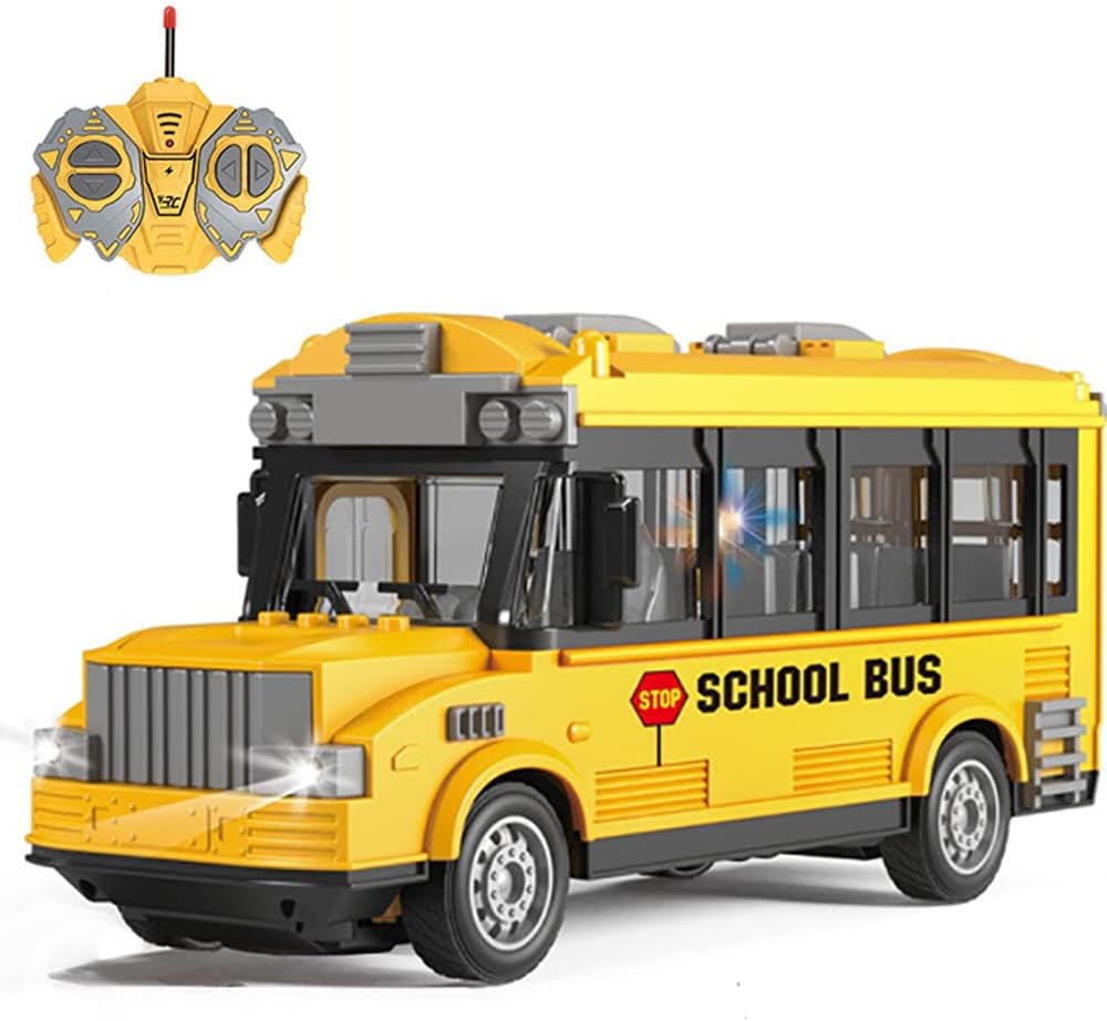 RC School Bus - Remote Control Car Vehicles, 2.4G Opening Doors City Bus Toy Classic Baby Bus, Remote Control Car with LED Lights School Bus Toy, Gift for Children Kids Boys Girls Age 3-6