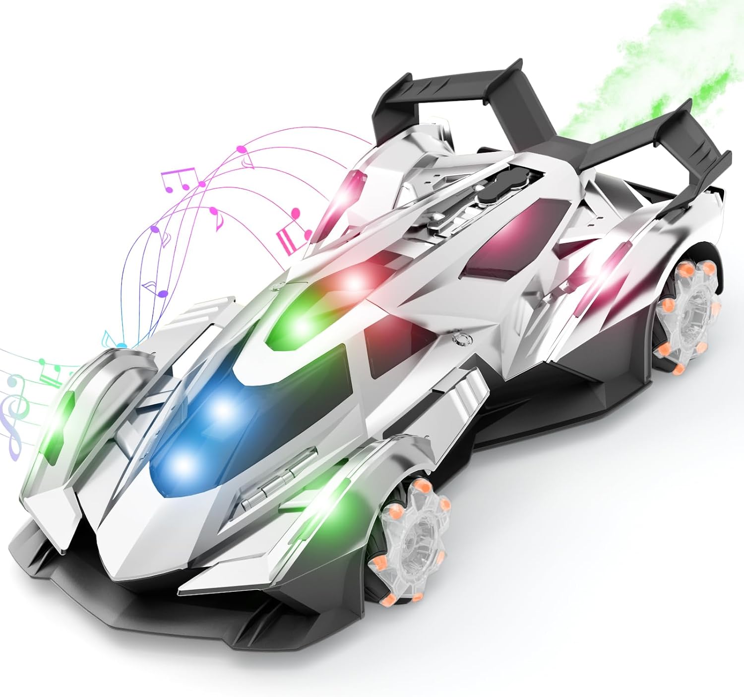 Remote Control Car Toy for Boys Age 8-12, 1:12 Scale Gold Toy with 360°Rotating Drifts Cars Colorful Lights、Spray& Musics, Speed 10-12km/h RC Race Toy Cars for Boys Girls Birthday